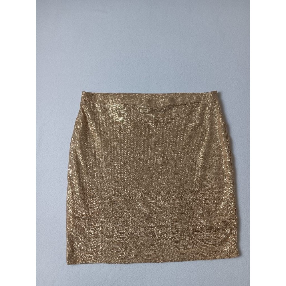 H&M Gold Metallic Textured Mini Skirt Womens L Party Cocktail Shimmer Skirt